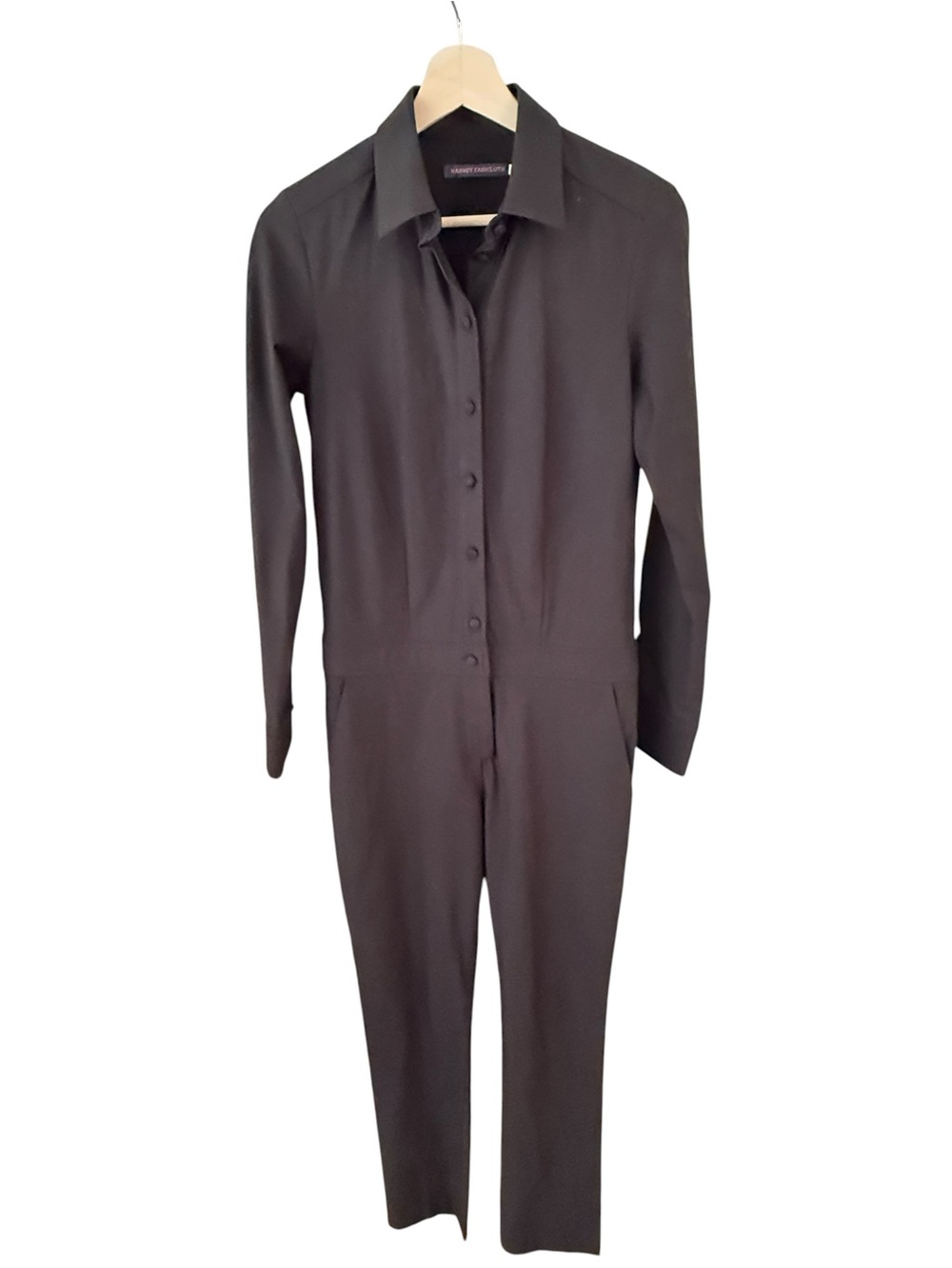 Harvey Faircloth Black Cotton Silk Lined Utility Jumpsuit Size 2 Made USA - Picture 1 of 10